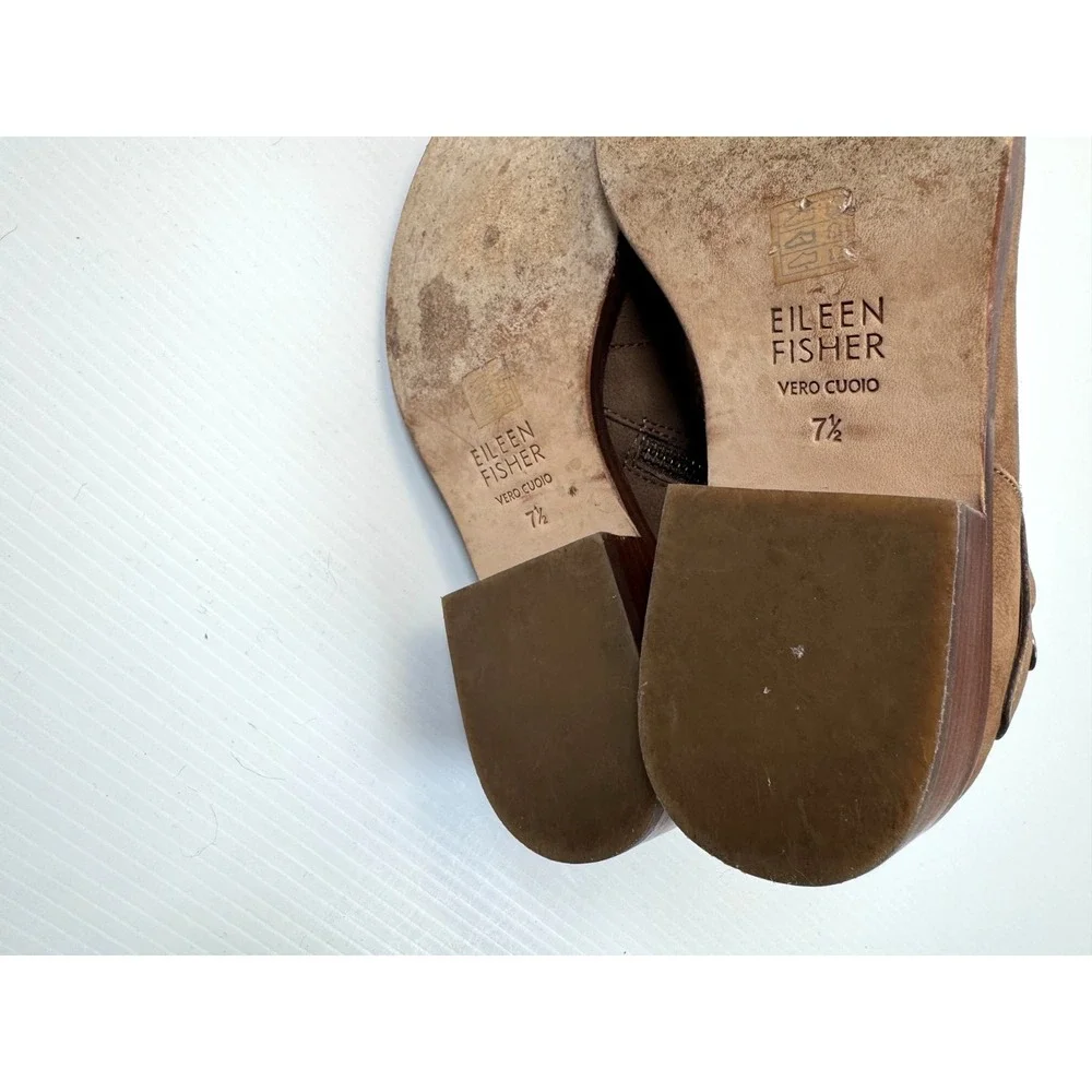 Eileen Fisher Billie‎ Ankle Boots Women 7.5 EUC Leather Zip Closure Round Toe